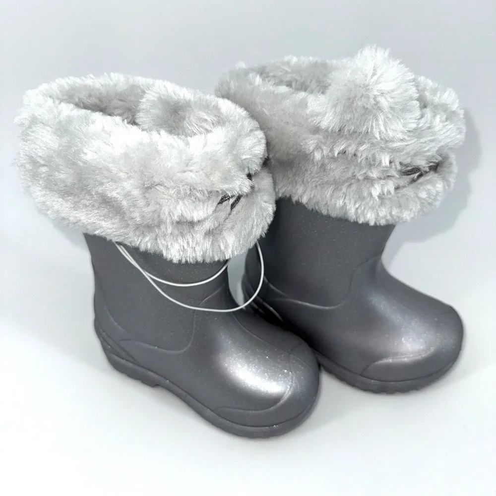 Stride Rite 360 Gecko Silver Baby/Toddler Fur-Lined Boots Size 5